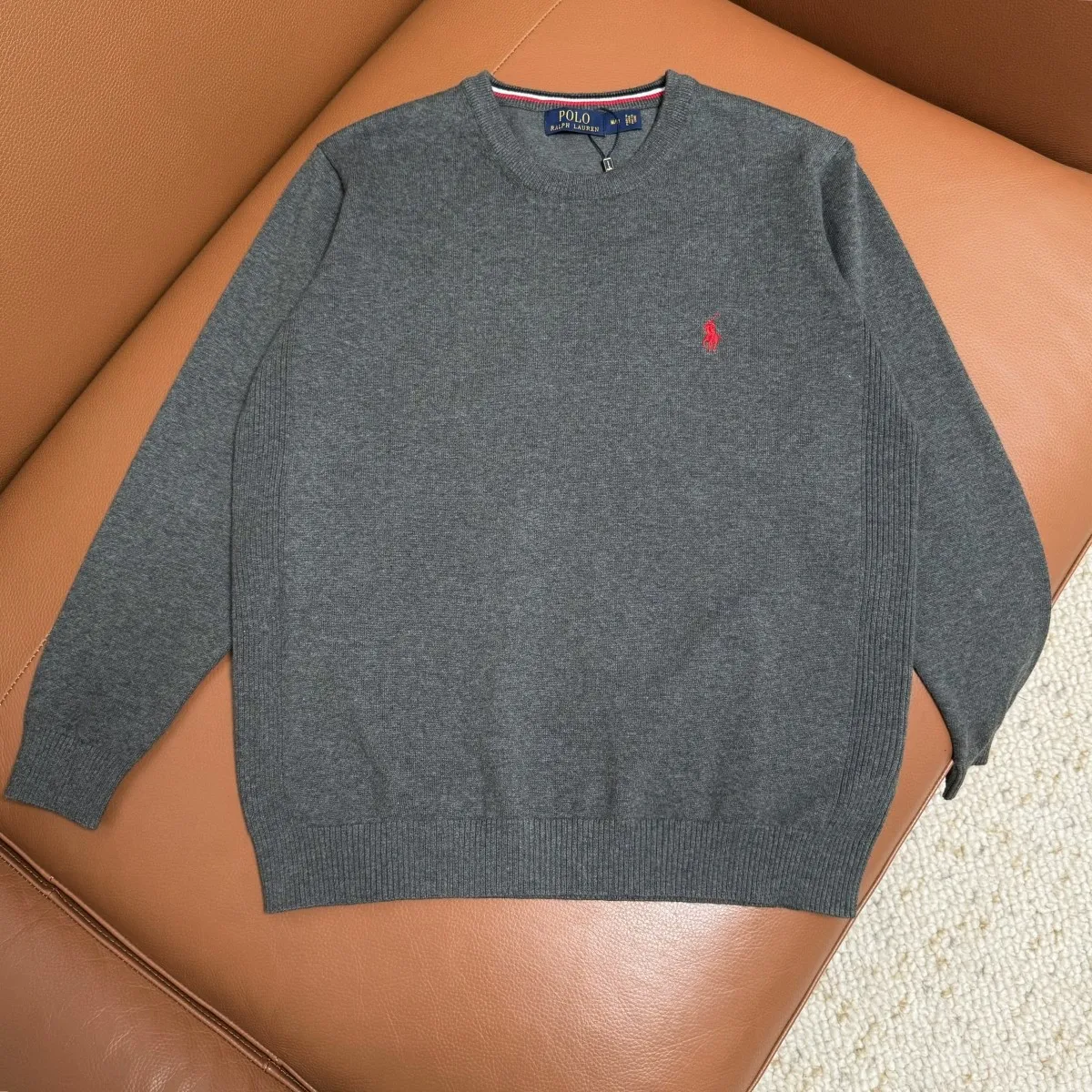 P190 M101#Ralph Lauren pony embroidered crew neck sweater Color: black, light gray, camel, dark gray, royal blue Size: M-XXL